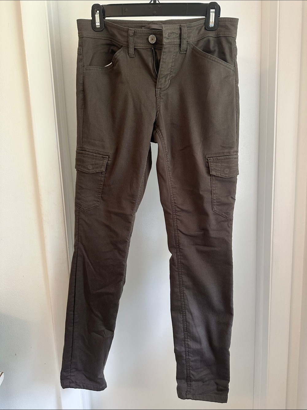 L.L. Bean Women's plaid flannel lined Cargo Pants in Dark Brown